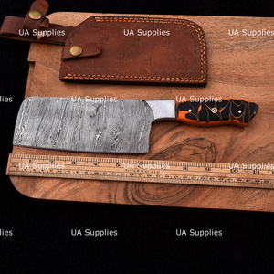 Cuchillo de Chef de Acero de Damasco Hecho a Mano Personalizado con Mango de Madera de Palisandro y Funda de Cuero, OEM Personalizable, Directo de Fábrica, Ergonómico - Product Image 2