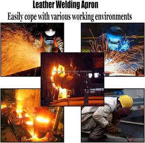 Manchons de soudage en cuir de vachette de qualité professionnelle résistants à la chaleur, anti-coupure, longs protège-bras en cuir fendu pour la protection contre les étincelles - Product Image 4