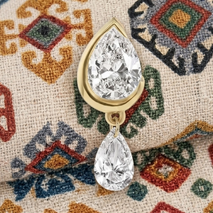 14K Yellow Gold Pear Cut Lab Grown Diamond Dangle <b>Earrings</b> Double Teardrop <b>Fine</b> Jewelry for Women - Product Image 2