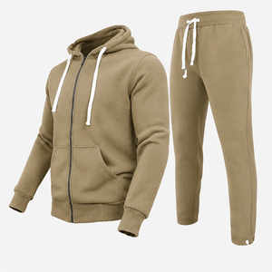 Men Plain Fleece <b>Hoodie</b> and Jogger Pants Set Modern Sports Tracksuit for <b>Workout</b> and Lounge Wear - Product Image 5