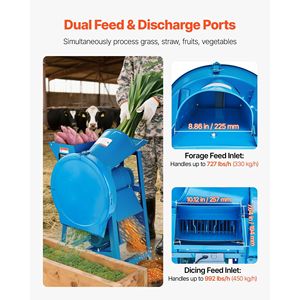 2200W Hay Chopper Double <b>Feed</b> Ports 1719lbs/h Capacity 220V Multi Forage Corn Stalks Cutting <b>Machine</b> <b>Feed</b> <b>Processing</b> <b>Machines</b> - Product Image 4