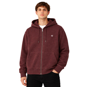 เสื้อฮู้ดซิปผ้าฝ้ายฟลีซหนานุ่ม สีเบอร์กันดีฟอกสี ทรงโอเวอร์ไซส์ สไตล์สตรีทแวร์ มีเชือกผูก ซิปยาวเต็มตัว รับทำโลโก้ตามสั่ง บริการจัดหาสินค้าเครื่องแต่งกาย - Product Image 1