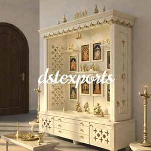 Temple en bois de teck style BAPS avec finition or blanc, Mandir de prière au design moderne, Temple poli noir, Vente directe usine USA - Product Image 4