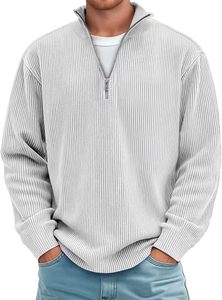 Troyer <b>Work</b> <b>Jumper</b> Warm with Stand-Up Collar and Zip Long Sleeves Winter <b>Mens</b> Turtleneck Quarter-Zip Cotton Fleece Sweatshirt - Product Image 3