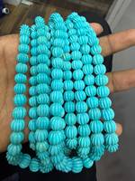 Perles de pierre naturelle Rondelle bleu ciel citrouille sculptées 6-10mm pour la fabrication de bijoux en gros 16 pouces