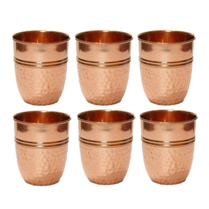 Ensemble de 6 gobelets en cuivre, finition martelée, empilables, pour fêtes, bars, cocktails, bière, eau. - Product Image 1