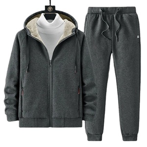 PREDATEX INDUSTRIES Autumn Unisex Warm Fleece 2 1 Breathable Heavyweight Sportswear <b>Tracksuit</b> Hoodie + Pants Solid <b>Velvet</b> 100% - Product Image 1