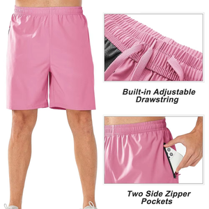 Shorts Bermuda pour Homme Rose Respirant Séchage Rapide Taille Mi-Haute avec Cordon de Serrage et Poche Zippée – Tenue Décontractée et Sportive - Product Image 2