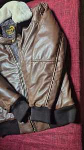 CHAMP KING <b>Men's</b> Brown Genuine <b>Leather</b> Moto <b>Jacket</b> Turn-down Collar <b>Faux</b> Fur Lining Zipper Closure - Product Image 4