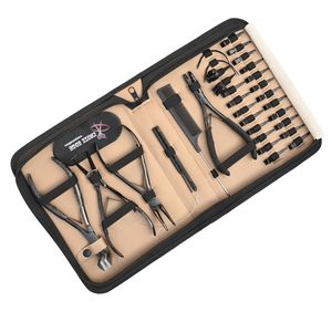 Kit d'outils pour extensions capillaires en acier inoxydable : pinces de coiffage, aiguille courbée pour la séparation, peigne à queue, crochet, boucle de fil, bande adhésive, ouvre-ferme - Product Image 1