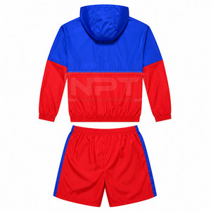 Modern Windbreaker Shorts Set Multi Color Puff Print Nylon <b>Polyester</b> <b>Hoodie</b> Outdoor Casual Windbreaker Shorts Set - Product Image 2