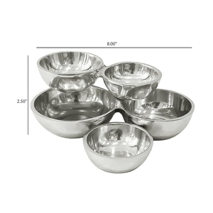 Juego de bandejas/platos de aluminio pulido hechos a mano con cinco recipientes para comedor moderno y decoración elegante de mesa. - Product Image 4