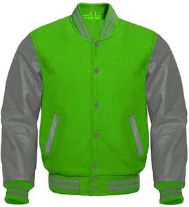WARPRO INDUSTRY Unisex Turquoise White Varsity <b>Jacket</b> Hooded Collar Single Button Closure Breathable Casual Autumn Wear - Product Image 4