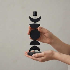 Moradabad Art Metal Ware Geometric Iron <b>Candlestick</b> <b>Holder</b> Moon Phase Design <b>Black</b> Metal Handmade Eco-friendly Powder Coated - Product Image 4