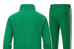 Men's Green Tracksuit Full Zip Hooded Sweatshirt And Pants Set Casual Autumn Wear Breathable Polyester Solid Color Regular Fit - Product Image 4