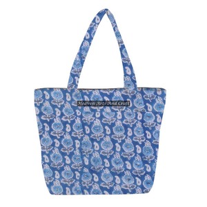 Bolso acolchado de hombro para mujer con estampado de bloque de lona de algodón diseño Floral estilo bohemio hermoso diseño Floral compras de hombro - Product Image 1