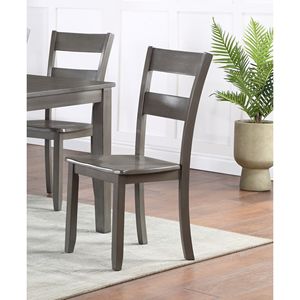 2 Sedie Laterali Grigie in Stile Transizionale con Schienale a Scala in Legno per Sala da Pranzo - Product Image 3