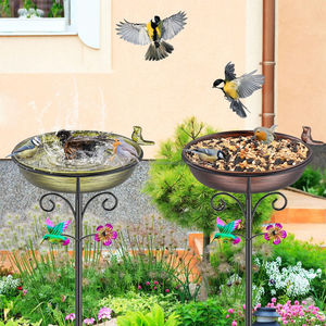 Elegante bebedero decorativo de metal para pájaros, para jardín, patio o balcón, con pedestal resistente, diseño a prueba de intemperie, atrae aves, con recipiente para agua. - Product Image 2