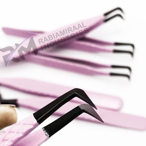 RMI กรรไกรตัดขนตาและที่คีบขนตา/สีดำสีพลาสม่าและผงสีชมพูเคลือบสี/เพชรจับและแหนบปลายไฟเบอร์ - Product Image 4