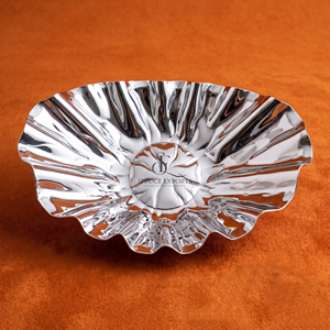 Elegant Wave Pattern Stainless Steel Serving Bowl High Shine <b>Chrome</b> Finish Oval Shape Perfect For Chocolates Nuts Or Home Decor - Product Image 1