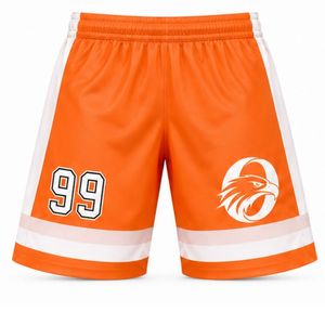 Men Orange Sublimated Ice Hockey Shorts Polyester Striped <b>Athletic</b> Sports Shorts Team Match Training Performance Clothing - Product Image 1
