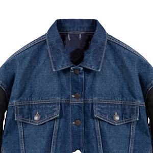 Nouvelle Arrivée : Vestes en Jean Tricotées Personnalisées pour Femmes avec Tissu Hiver Respirant Enduit, Design Décontracté à Blocs de Couleurs et Poches Appliquées - Product Image 5