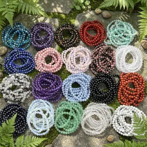 Natural Crystal <b>Bracelets</b> 6-10 mm Bead Healing Gemstone <b>Bracelets</b> Amethyst Onyx Chrysocolla Rose Quartz Lapis Selenite Amazonite - Product Image 1