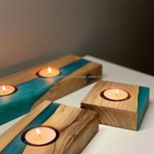 Bougie en bois de pin faite à la main avec accent en résine Pot de cire naturelle pour décoration écologique Idées cadeaux Spa Méditation et vie rustique moderne - Product Image 6