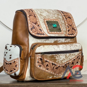 Wholesale Factory Price Hand Tooled Cowhide Leather Turquoise Concho Designer <b>Backpack</b> <b>for</b> Women Luxury Durable Travel <b>Backpacks</b> - Product Image 1