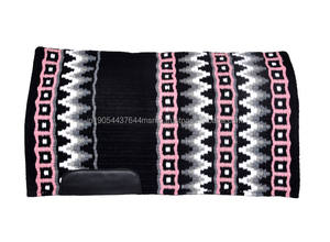 Tapis de selle d'hippique Western noir, rose, gris à motif géométrique, doublure en coton polaire, confortable pour l'équitation - Product Image 3