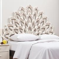 Tête de lit en MDF sculptée en bois, éclairée, motif fleur de lotus lavée, demi-lune, taille Queen, pour chambre d'appartement, collection Smart Art