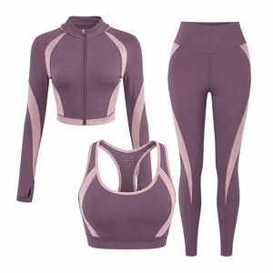 Conjuntos de Yoga Transpirables de 3 Piezas al por Mayor, Conjuntos de Yoga para Mujer de Venta Caliente con MOQ Bajo, Ajuste Cómodo, Nuevo Diseño - Product Image 1