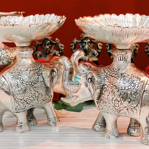 Cuenco de elefante Nakkashi de plata alemana con acabado antiguo tallado, centro de mesa, regalo de agradecimiento, para dulces, frutas secas, bodas - Product Image 2