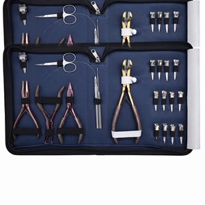 Kit d'outils pour extensions capillaires de salon : Pince à micro-perles, Pince de dépose, Coupe-keratine, Outil d'ouverture et de fermeture pour extensions à bandes, Ciseaux à boucles et crochets - Product Image 5