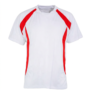 T-shirt sportif unisexe blanc et vert fluo à manches courtes, séchage rapide, col rond, coupe décontractée, tricoté, design uni, polyester/coton, protection UV - Product Image 5