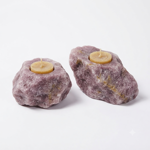 Support de bougie en pierre naturelle sculptée à la main en quartz fraise, pierre précieuse agate, pour la guérison, vente en gros - Product Image 4