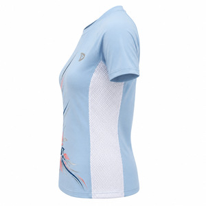 Women's Light Blue Floral Print Quick Dry Sporty T-Shirt Slim Fit Crew Neck Short Sleeve Polyester Spring Summer Workout <b>Top</b> - Product Image 5