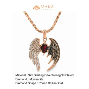 Rose Gold <b>Angel</b> Devil Wings Moissanite Pendant <b>Charm</b> Hip Hop Party Necklace Iced Out Bling Jewelry for Men & Women - Product Image 6