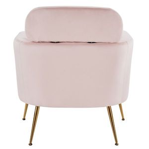 Sillón Individual de Franela para Interiores en Color Rosa, Semi Desmontado, con Patas y Pedales Dorados para Sala de Estar - Product Image 5