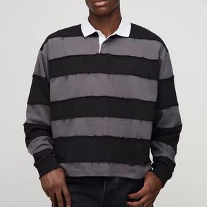 Polo de Manga Larga con Logotipo Personalizado de Alta Calidad, Transpirable, con Cuello a Rayas Estilo Rugby para Hombre, Liso Teñido, Impresión Digital - Product Image 1