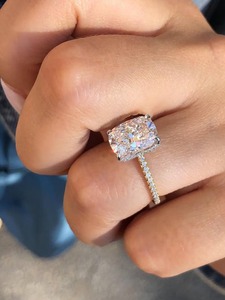 <b>925</b> Sterling <b>Silver</b> 3 Ct Cushion Cut Moissanite Engagement <b>Ring</b> - Product Image 4