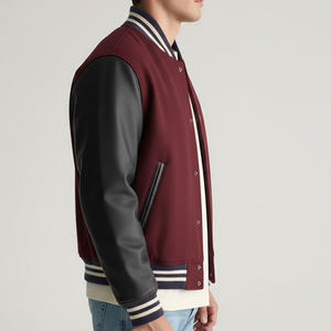 OEM/ODM Custom made Wool Body & Leather Sleeves <b>Crop</b> <b>Top</b> College Varsity Jacket <b>for</b> <b>Men</b> Comfortable Breathable Fabric Jacket - Product Image 3