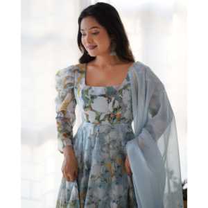 Vestido de fiesta de mujer Anarkali talla XS de diseñador con colgante y Dupatta - Product Image 6