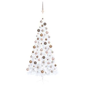 Árbol de Navidad Artificial Blanco de 82.7 Pulgadas, Preiluminado, con Juego de Bolas para Decoración de Paredes en Fiestas - Product Image 1