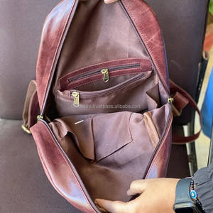 Handmade Real Crunch Leather Backpack <b>Women's</b> <b>Rucksack</b> Leather Backpack <b>Women</b> Office and Travel Backpack - Product Image 6