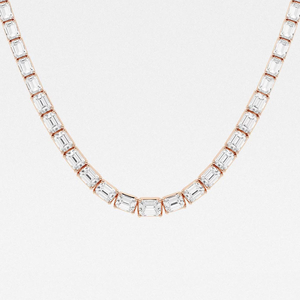 Collar de diamantes cultivados en laboratorio de esmeralda de 18.5 quilates, cadena tipo tenis, diseño brillante de oriente a oeste, joyería. - Product Image 3