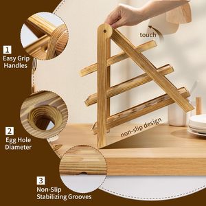 Decorative Wooden <b>Egg</b> Display Stand 3 Layer Triangle <b>Egg</b> Holder for Countertop - Unique Farmhouse Kitchen <b>Storage</b> Gift Idea - Product Image 6