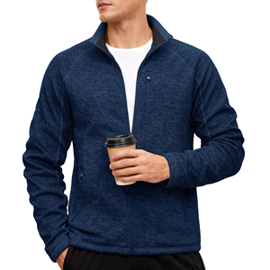 Ensemble de survêtement 2 pièces bleu marine pour homme, veste zippée à col rabattu, manches longues, pantalon de survêtement à cordon de serrage, décontracté - Product Image 1