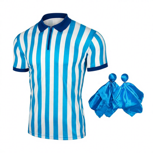 Camiseta de Árbitro de Fútbol Unisex, Negra y Blanca, Estampada, Manga Corta, Cuello con Cremallera, Transpirable, Poliéster, Tallas Grandes, para Adultos, Todas las Temporadas - Product Image 5