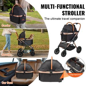 Passeggino per cani di piccole dimensioni di medie dimensioni passeggino per cuccioli a 4 ruote trasportino rimovibile cestino portaoggetti per animali domestici 66 libbre capacità di peso - Product Image 5